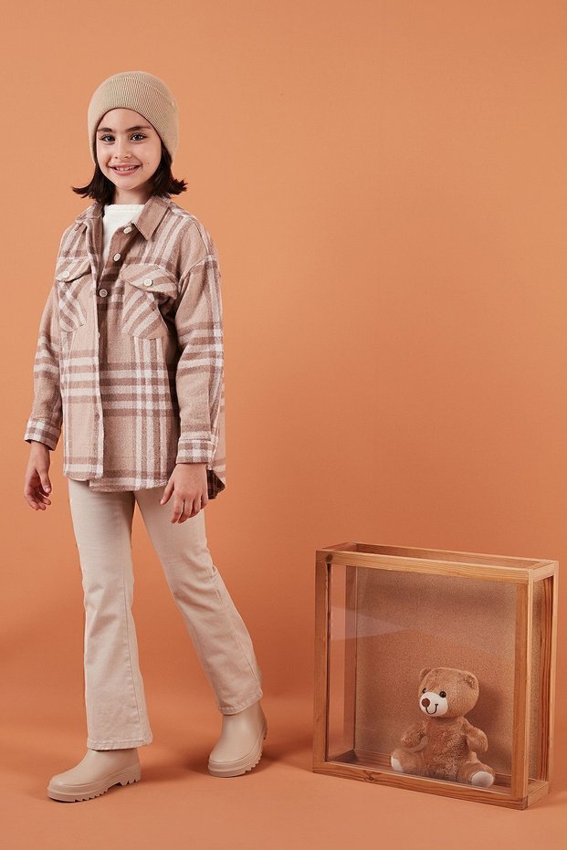 Plaid Cotton Double Pocket Winter Lumberjack Shirt Girls' SHIRT CF24W81783