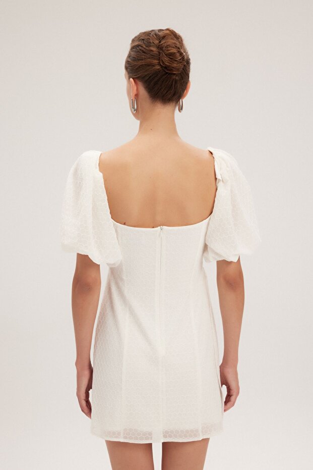 Balon Kol Mini Elbise - 6