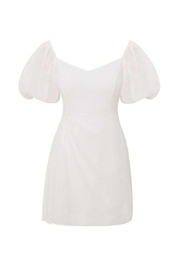 Balon Kol Mini Elbise - 7