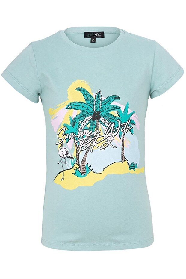 Palm Tree Printed Girl's T-shirt