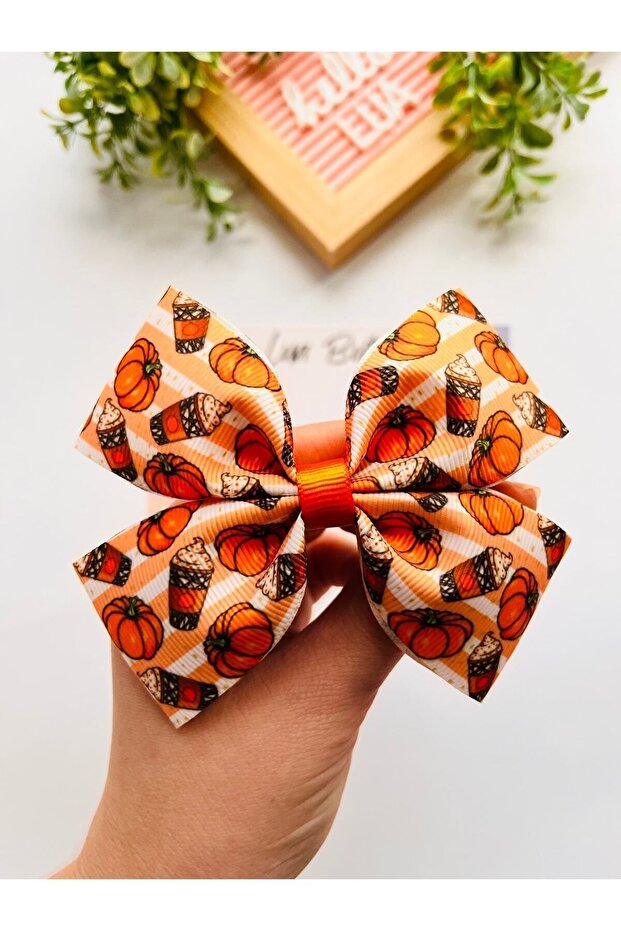 Pumpkin And Coffee Patterned Bow Buckle - 3