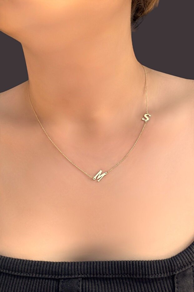 Çift Harfli Altın Kolye - 1