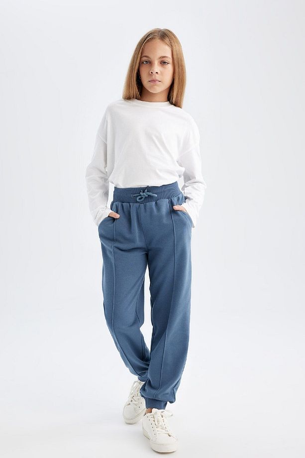 Kız Çocuk Beli Paçası Lastikli Cepli Basic Düz Jogger Eşofman Altı D0731a824au - 3