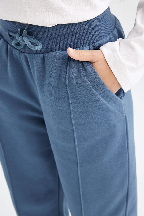 Kız Çocuk Beli Paçası Lastikli Cepli Basic Düz Jogger Eşofman Altı D0731a824au - 5
