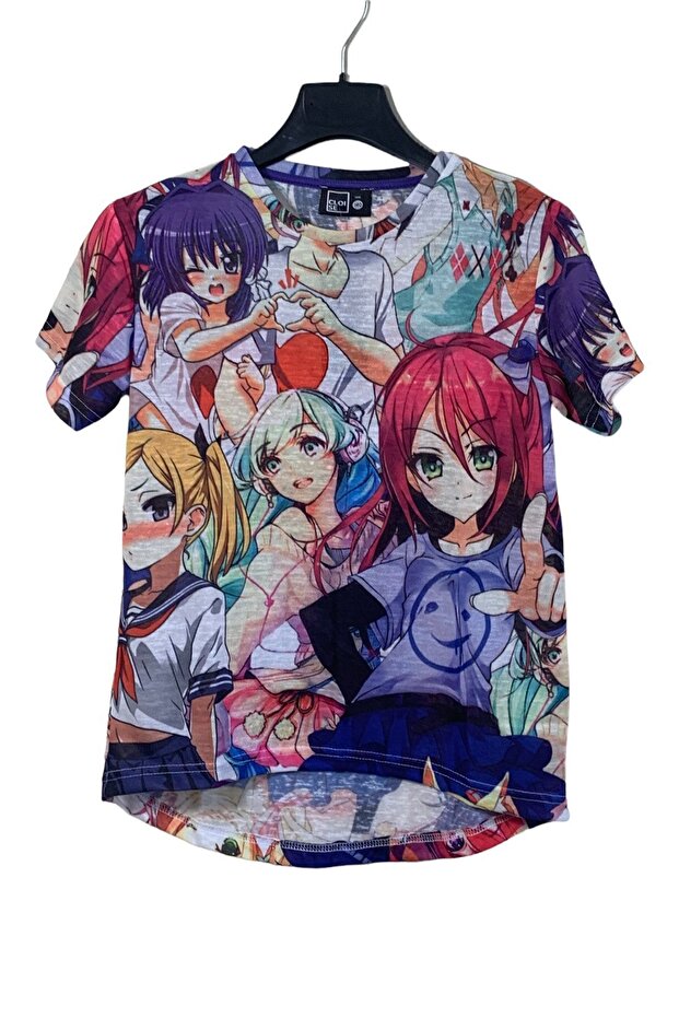 Anime Printed Girl's Purple T-Shirt