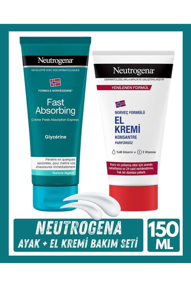 Hızlı Emilen Yoğun Ayak Kremi 100 ml + Parfümsüz Konsantre El Kremi 50 ml - 1
