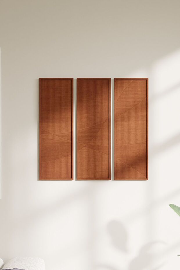 Dekoratif Modern Tasarımlı 3'lü Ahşap Tablo - 2