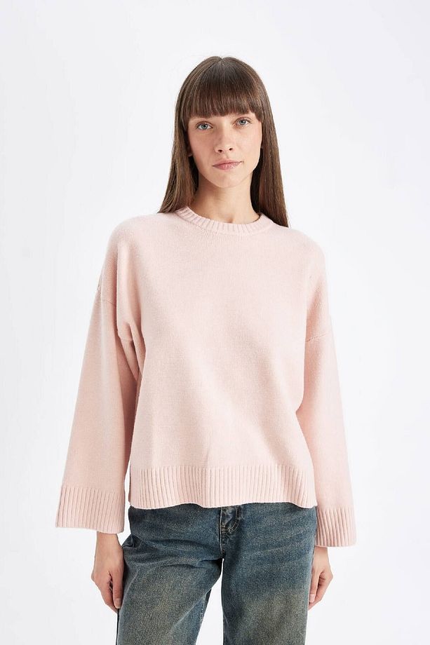 Oversize Geniş Kalıp Bisiklet Yaka Basic Düz Kazak D0036ax24wn - 3