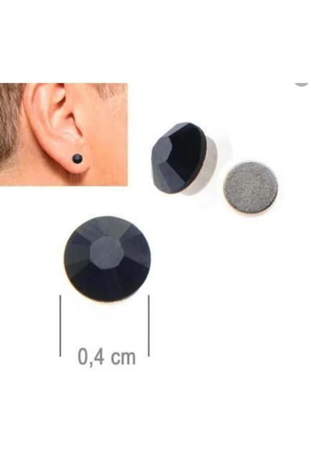 Mıknatıslı Küpe Siyah Taş - 1