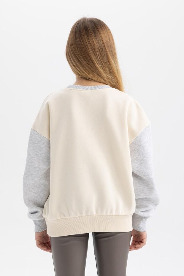 Kız Çocuk Baskılı Bisiklet Yaka Içi Yumuşak Tüylü Kalın Sweatshirt B4674a823wn - 6