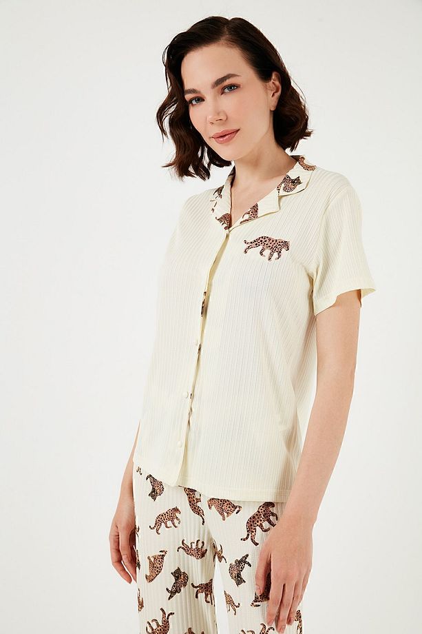 Regular Fit Gömlek Yaka Kısa Kollu Pijama Takımı Pijama Takımı 65740102 - 4