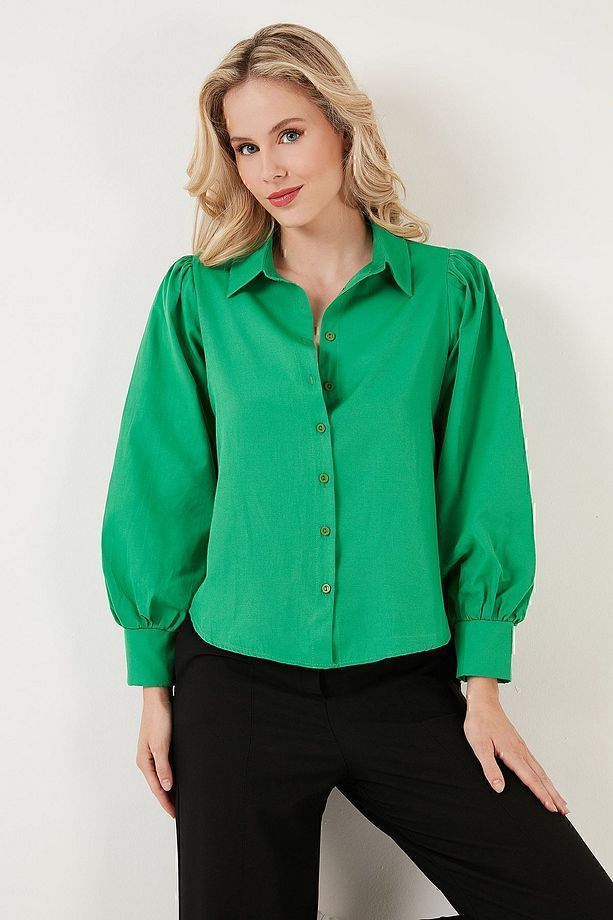 Regular Fit Balon Kollu Poplin Gömlek 611GO0153 - 3