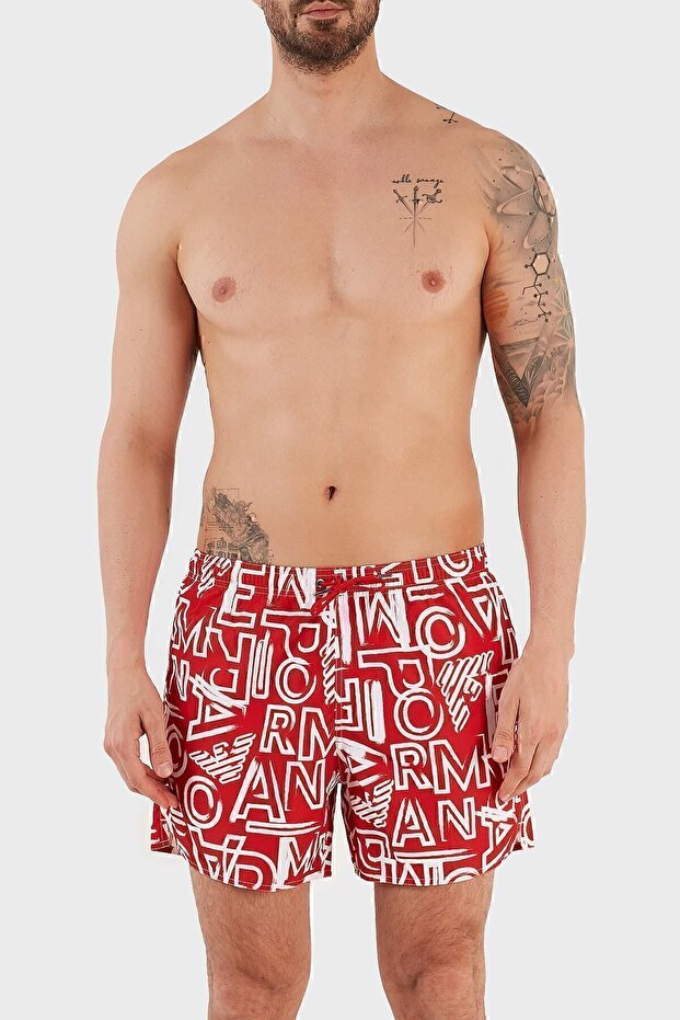 Patterned Swim Shorts with Pockets Swimsuit Short Men's Swimsuit Short 211740 3r435 24073