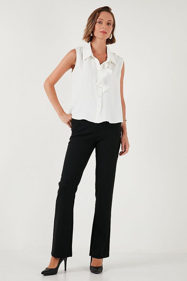 Yüksek Bel Regular Fit Bol Paça Pantolon  PANTOLON 611PL030W4 - 5