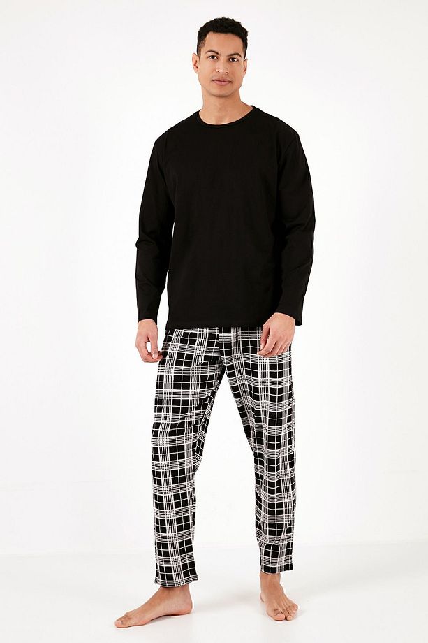 Ekoseli Pamuklu Regular Fit Uzun Kollu Pijama Takımı Erkek PİJAMA TAKIMI 6572005 - 5