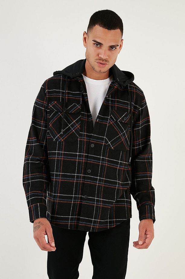 Ekoseli Regular Fit Çıkarılabilir Kapüşonlu Kışlık Gömlek Erkek GÖMLEK CF24W126985 - 2
