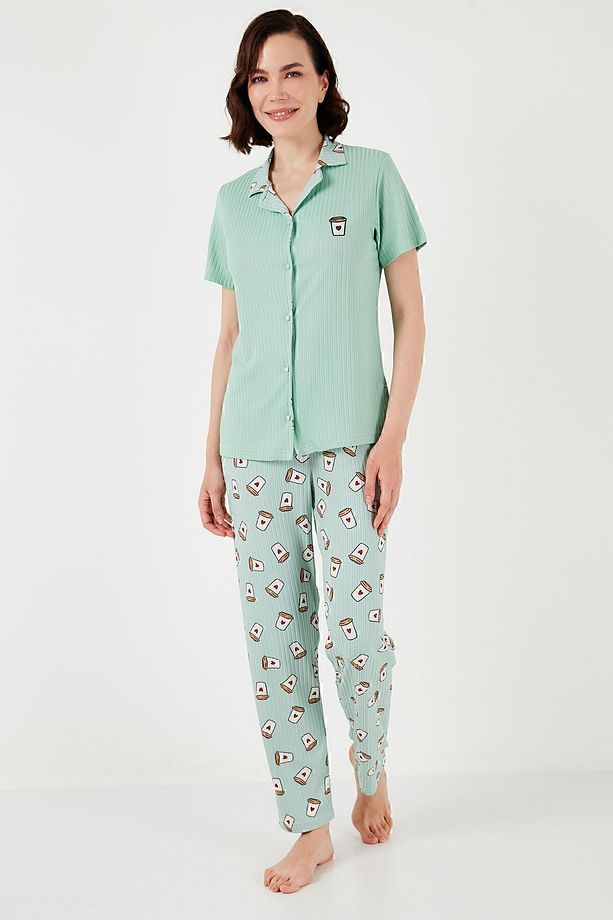 Regular Fit Gömlek Yaka Kısa Kollu Pijama Takımı Pijama Takımı 65740102 - 6