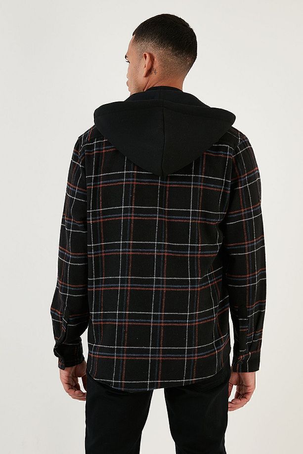Ekoseli Regular Fit Çıkarılabilir Kapüşonlu Kışlık Gömlek Erkek GÖMLEK CF24W126985 - 6