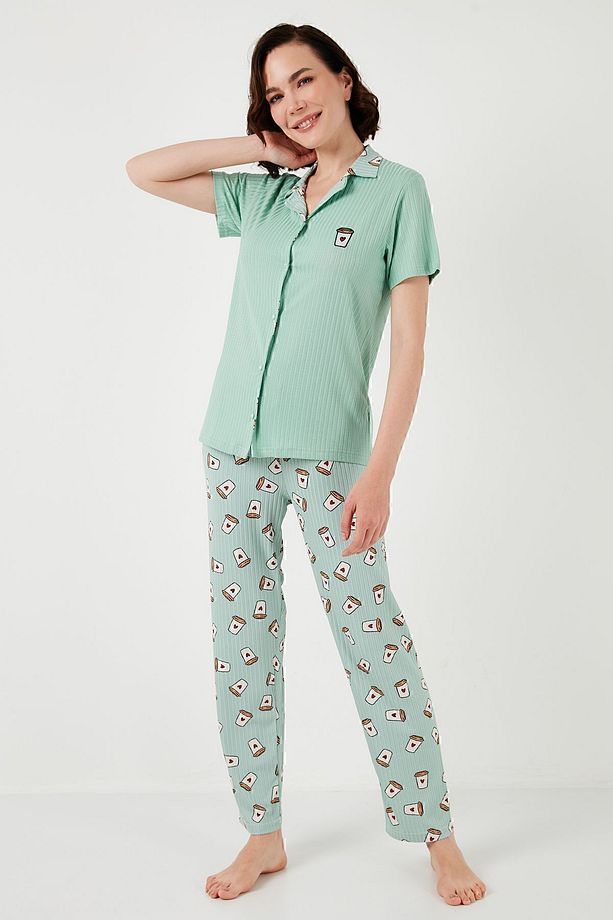 Regular Fit Gömlek Yaka Kısa Kollu Pijama Takımı Pijama Takımı 65740102 - 3