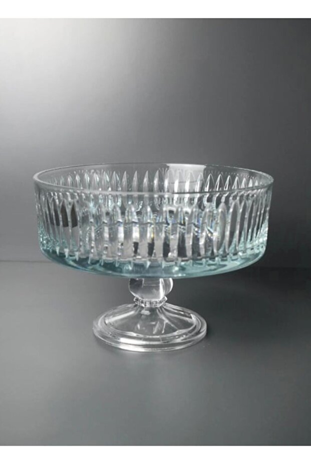Footed Cut Crystal Glass Handmade Salad Presentation Bowl - Fruit Bowl