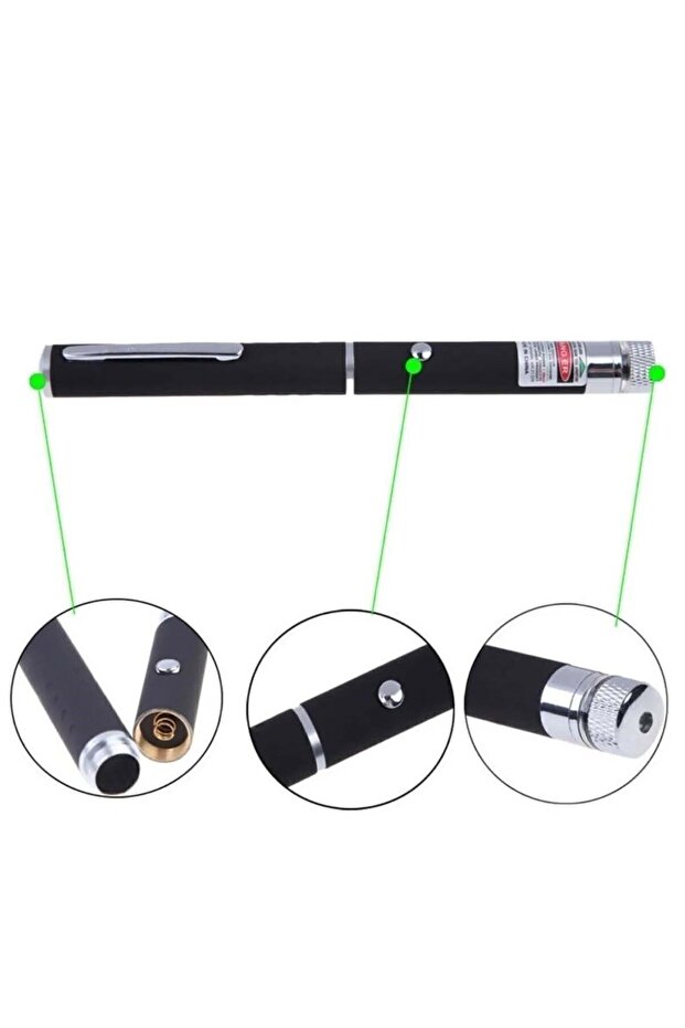 JPR-008 Ultimate 5 Başlıklı Yeşil Lazer Pointer 2 Adet Pil Hediyeli Cep Boy Lazer - 4
