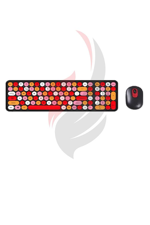 SKÇok Renkli Retro Daktilo Görünümlü Kablosuz Q Klavye Mouse Seti - 2
