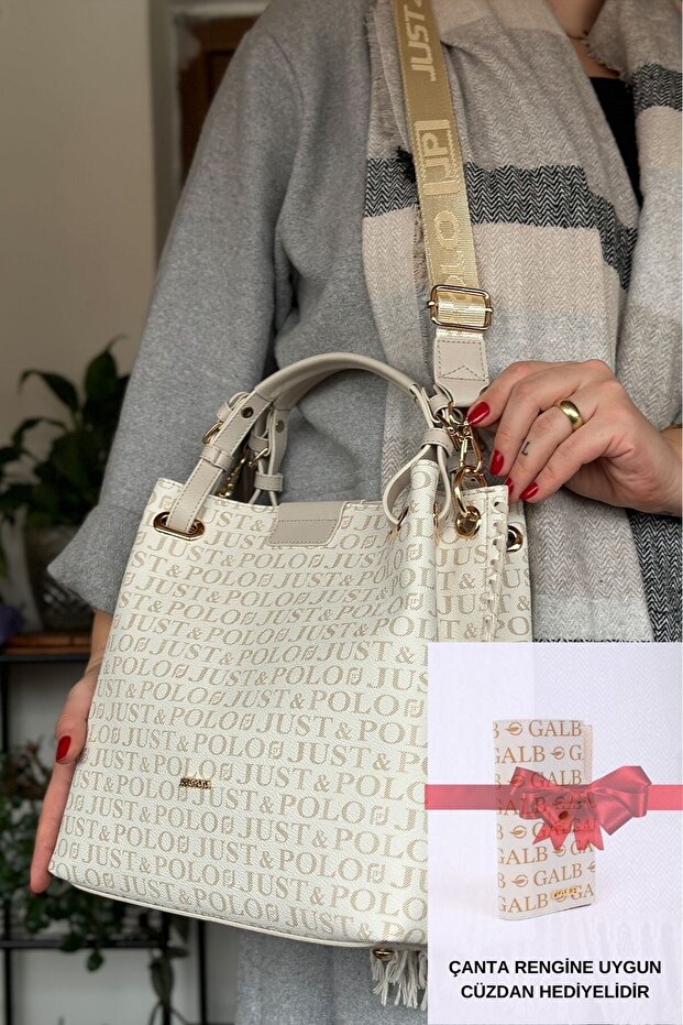 Just Polo Large Size Wide Strap Daily Women's Shoulder Bag 33X26 cm