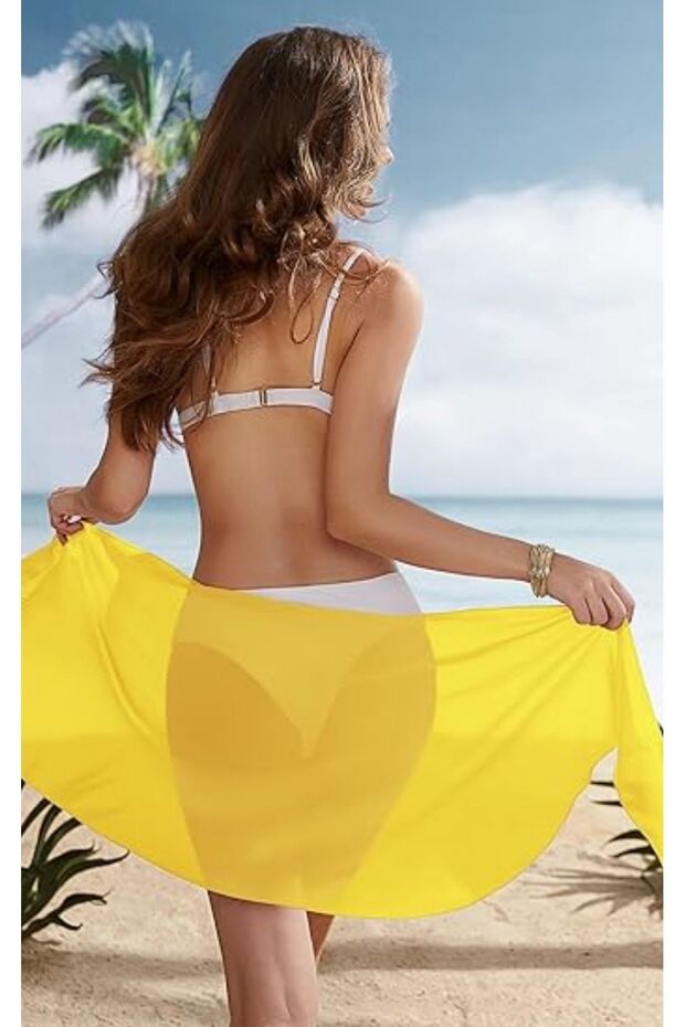 Yellow Tulle Pareo - Waist Tied