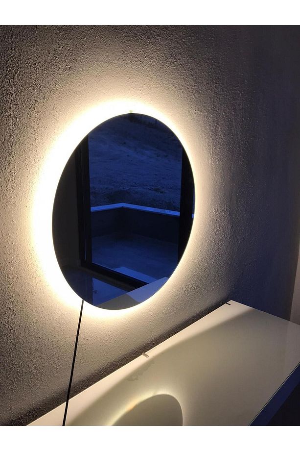 Yuvarlak Banyo Makyaj Aynası Şişe Cam Flontel-e Aynadır 60 Çapında Günışığı Ledli Ayna - 7