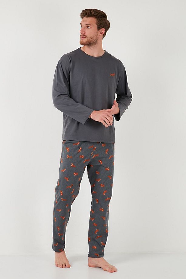 Pamuklu Regular Fit Uzun Kollu Pijama Takımı Erkek PİJAMA TAKIMI 6572013 - 4