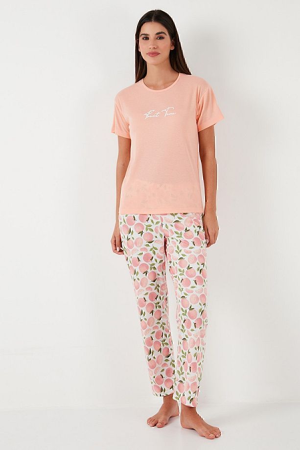 Regular Fit Bisiklet Yaka Kısa Kollu Pijama Takımı Pijama Takımı 65770105 - 4