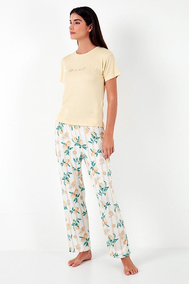Regular Fit Bisiklet Yaka Kısa Kollu Pijama Takımı Pijama Takımı 65770105 - 4