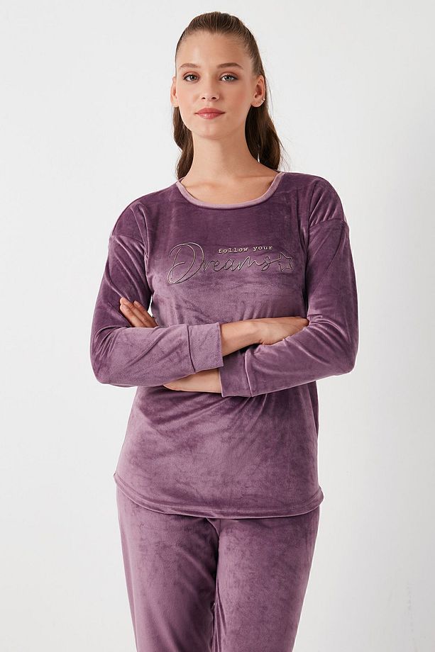 Standart Fit Bisiklet Yaka Pijama Takımı  PİJAMA TAKIMI 6094202 - 6