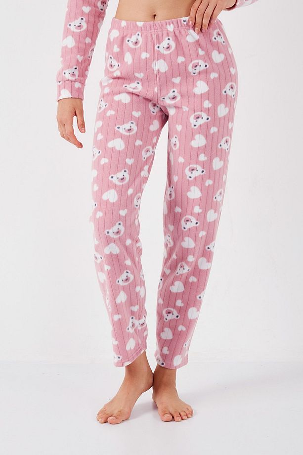 Standart Fit Düğmeli Polarlı Pijama Takımı  PİJAMA TAKIMI 6095617 - 6