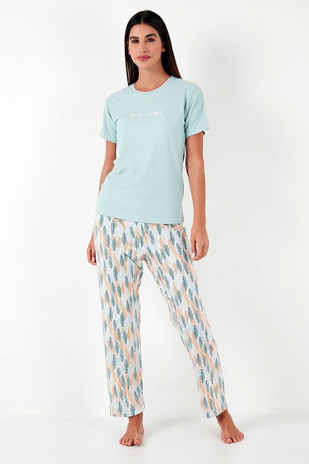 Regular Fit Bisiklet Yaka Kısa Kollu Pijama Takımı Pijama Takımı 65770105 - 4