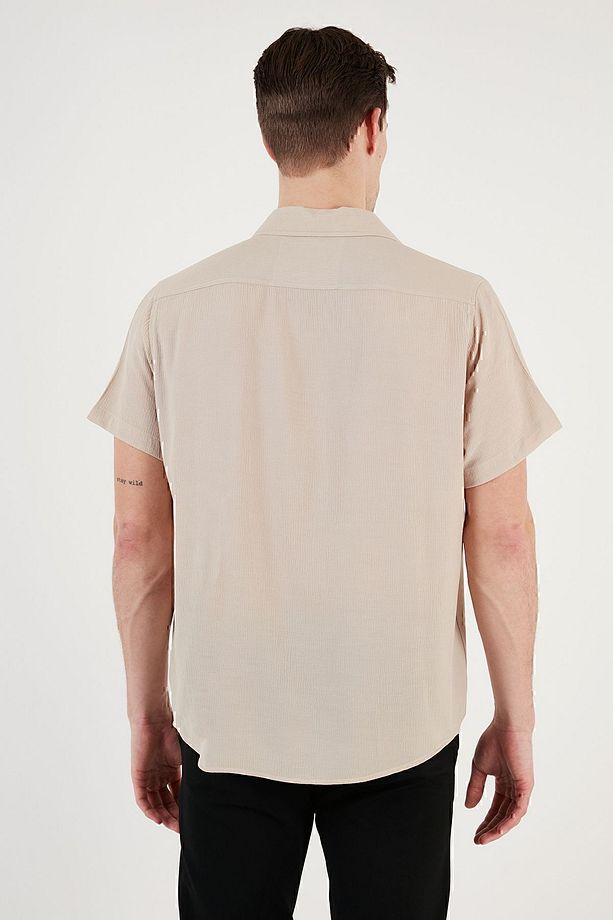 Pamuk Karışımlı Kısa Kollu Regular Fit Gömlek Erkek Gömlek Cf23s113139 - 7