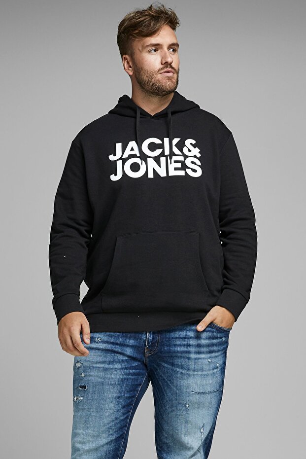 Men's Sweat - Plus Jjecorp Cotton Hooded, Kangaroo Pocket, Regular Fit Sweat 12163777