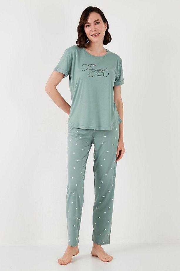 Yumuşak Dokulu Bisiklet Yaka Pijama Takımı  PİJAMA TAKIMI 6097605 - 7