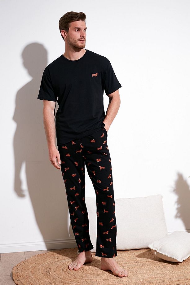 Pamuklu Regular Fit Kısa Kollu Pijama Takımı Erkek PİJAMA TAKIMI 6572012 - 1