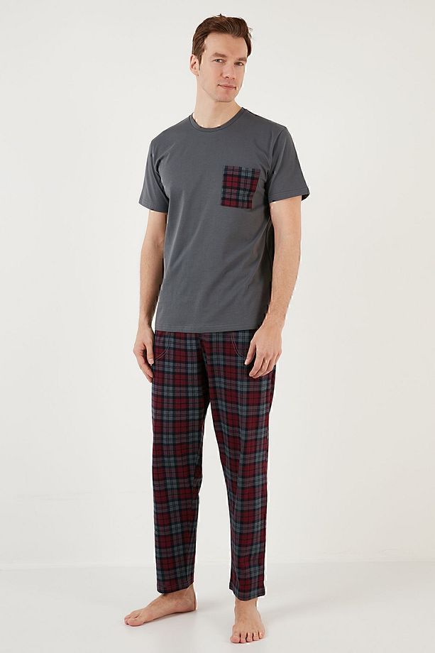 Ekoseli Regular Fit Kısa Kollu Pijama Takımı Erkek PİJAMA TAKIMI 6572002 - 6