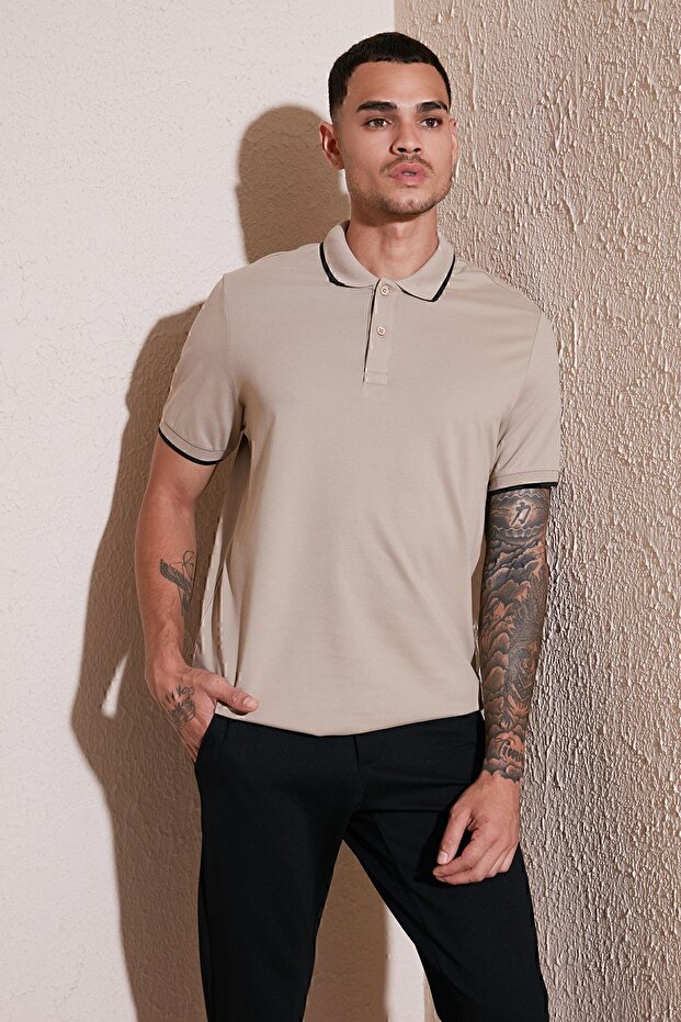 Men's Polo Neck Cotton T-Shirt - Regular Fit5902063