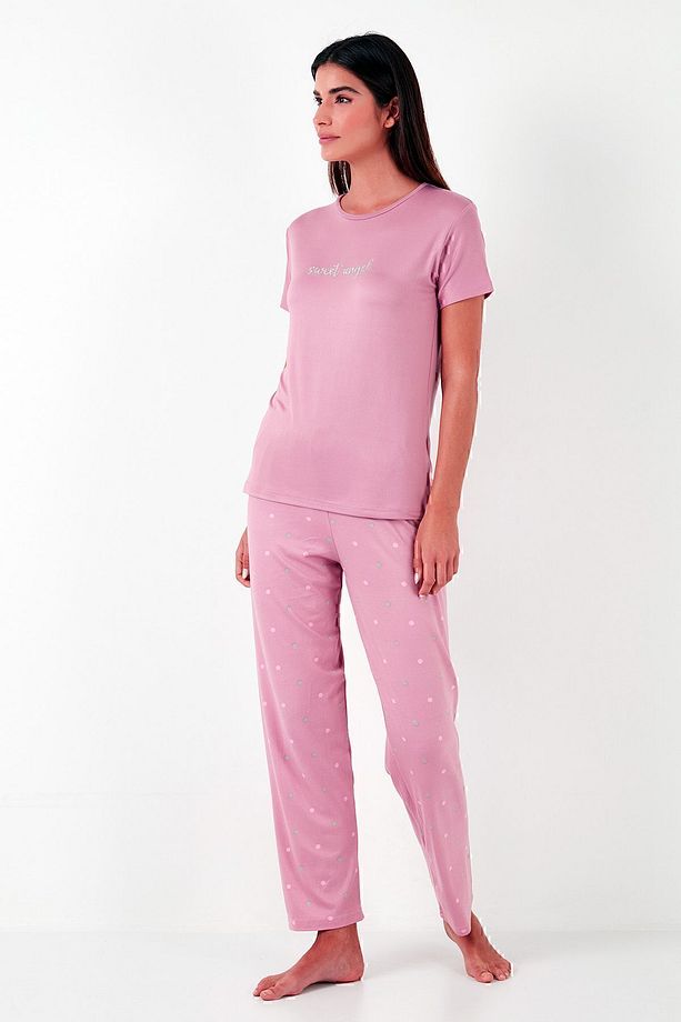 Regular Fit Bisiklet Yaka Kısa Kollu Pijama Takımı  PİJAMA TAKIMI 65750107 - 5