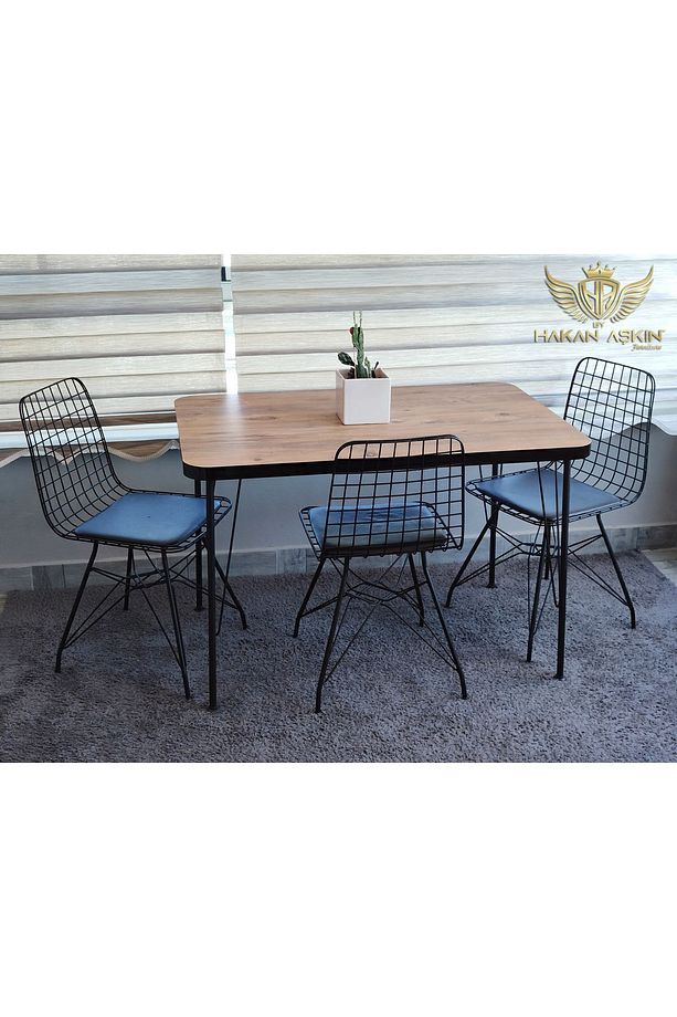 Siyah Metal Ayaklı 70x110 Cm Kalınlıklı (TEK MASA) Çam Eclipse Balkon - Çalışma - Mutfak Masası 2024 - 5