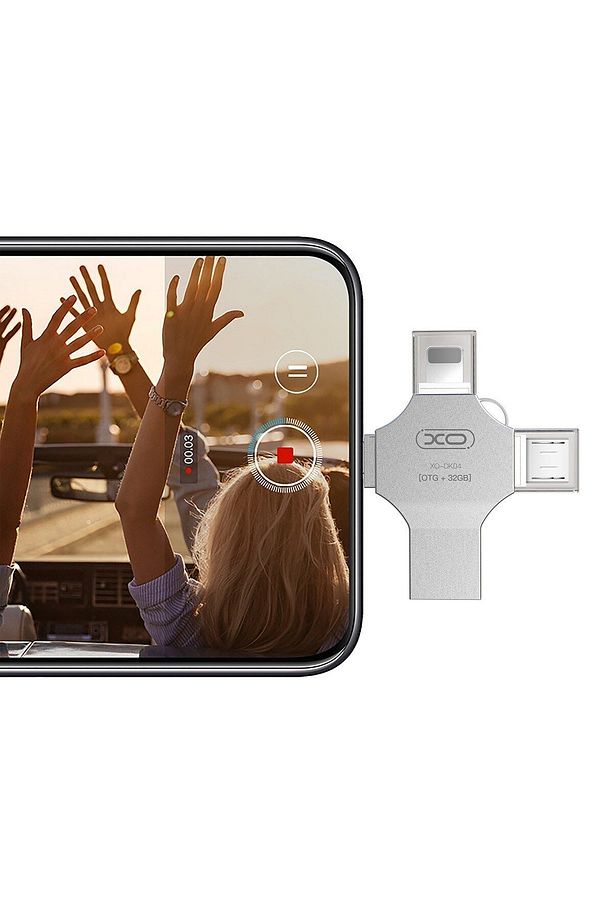 -DK04 128GB 4in1 USB 2.0 + Type-C + Micro + Lightning Flash Sürücü Metal Gövdeli Flash Disk - 3