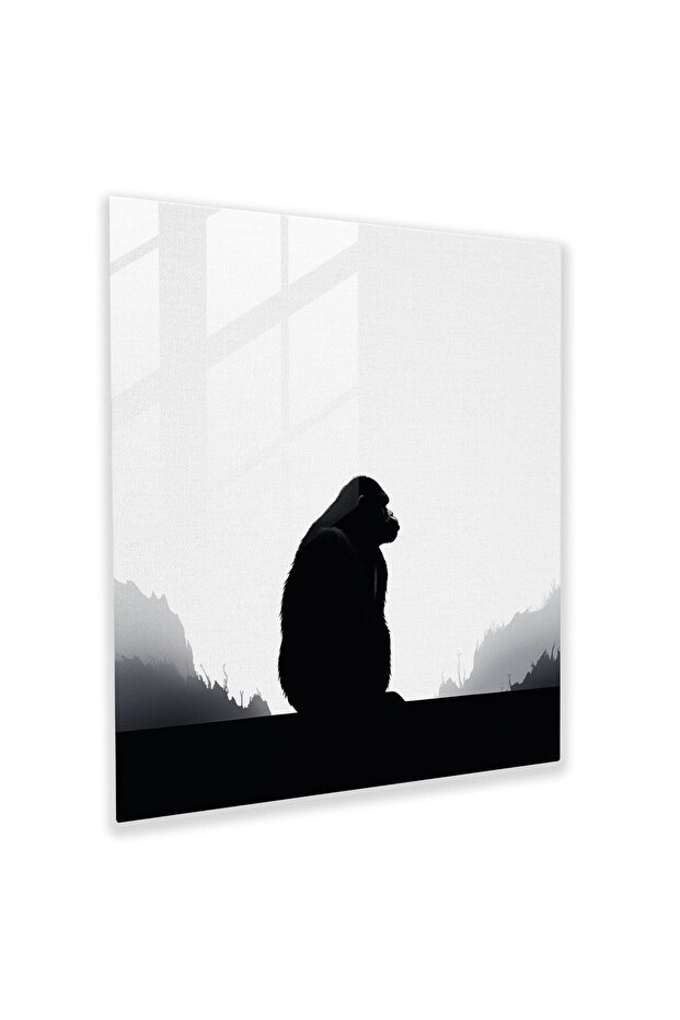 Minimalist Gorilla Glass Print, Black and White, Gorilla, Modern Art
