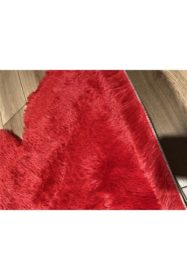 Tavşan Tüyü Kaymaz Tabanlı Kırmızı Kalp Post Peluş Halı - 2