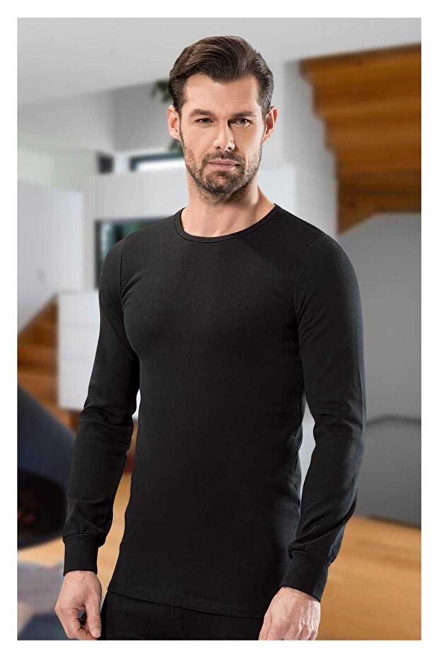 2 Pieces of Zero Collar 100% Cotton Interlock Long Sleeve Men's Thermal Underwear