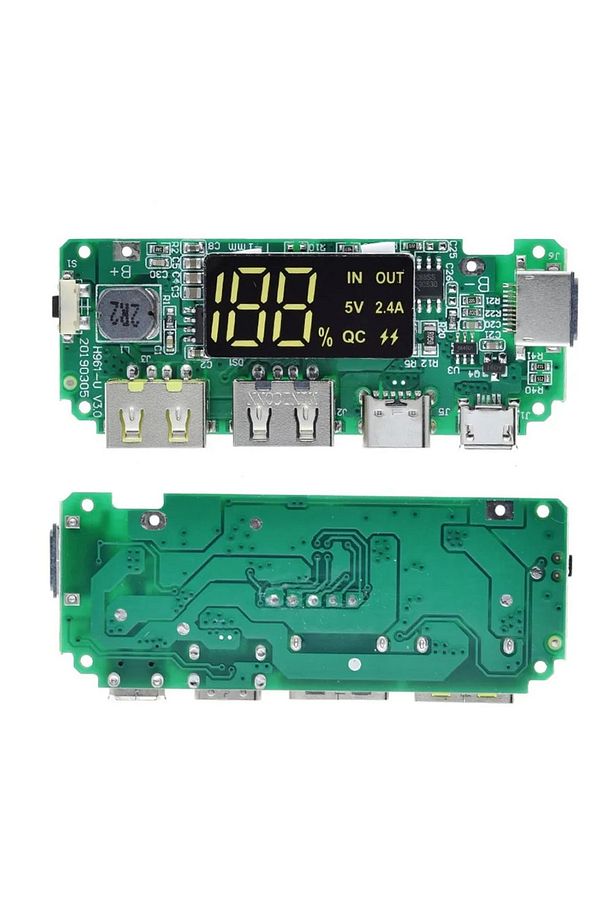 Powerbank Devresi Ekranlı 5V 2.4A Dual Usb Çıkış Type C Micro Usb Giriş Lityum Lion 18650 Pil Şarj - 5
