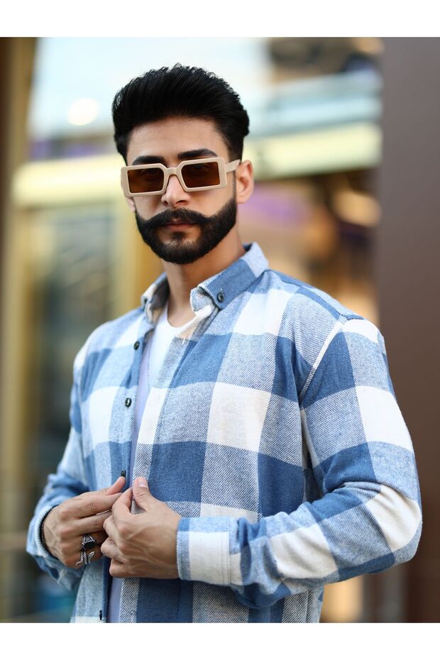 قميص Lumberjack ذو ياقة واقفة وأزرار