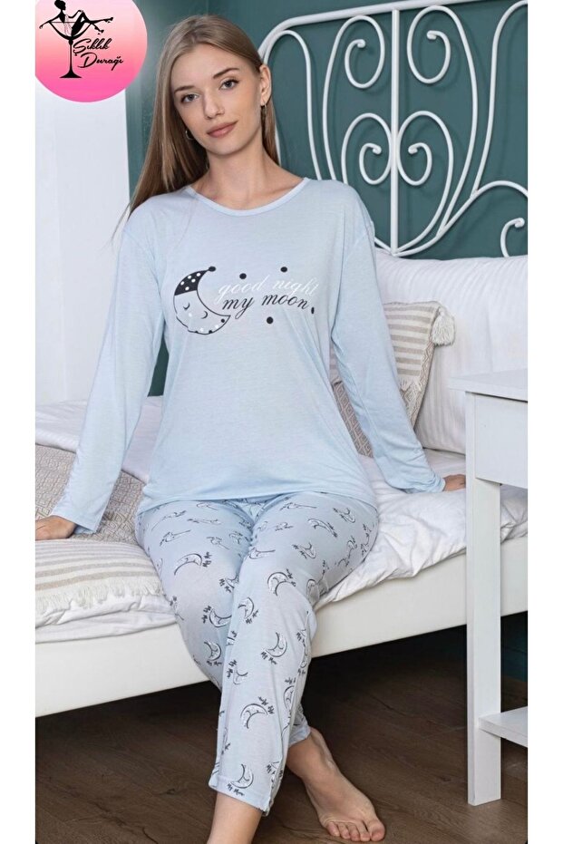 Cotton Combed Women's Pajama Set - Mayi Moon Patterned